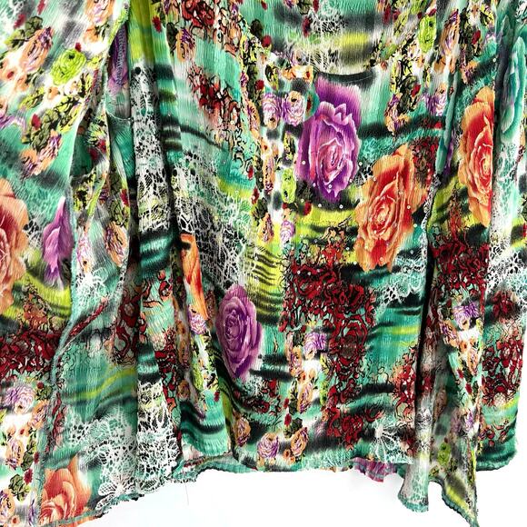 Roberto Makali women’s crinkled roses rhinestone top cardigan set - Picture 7 of 9